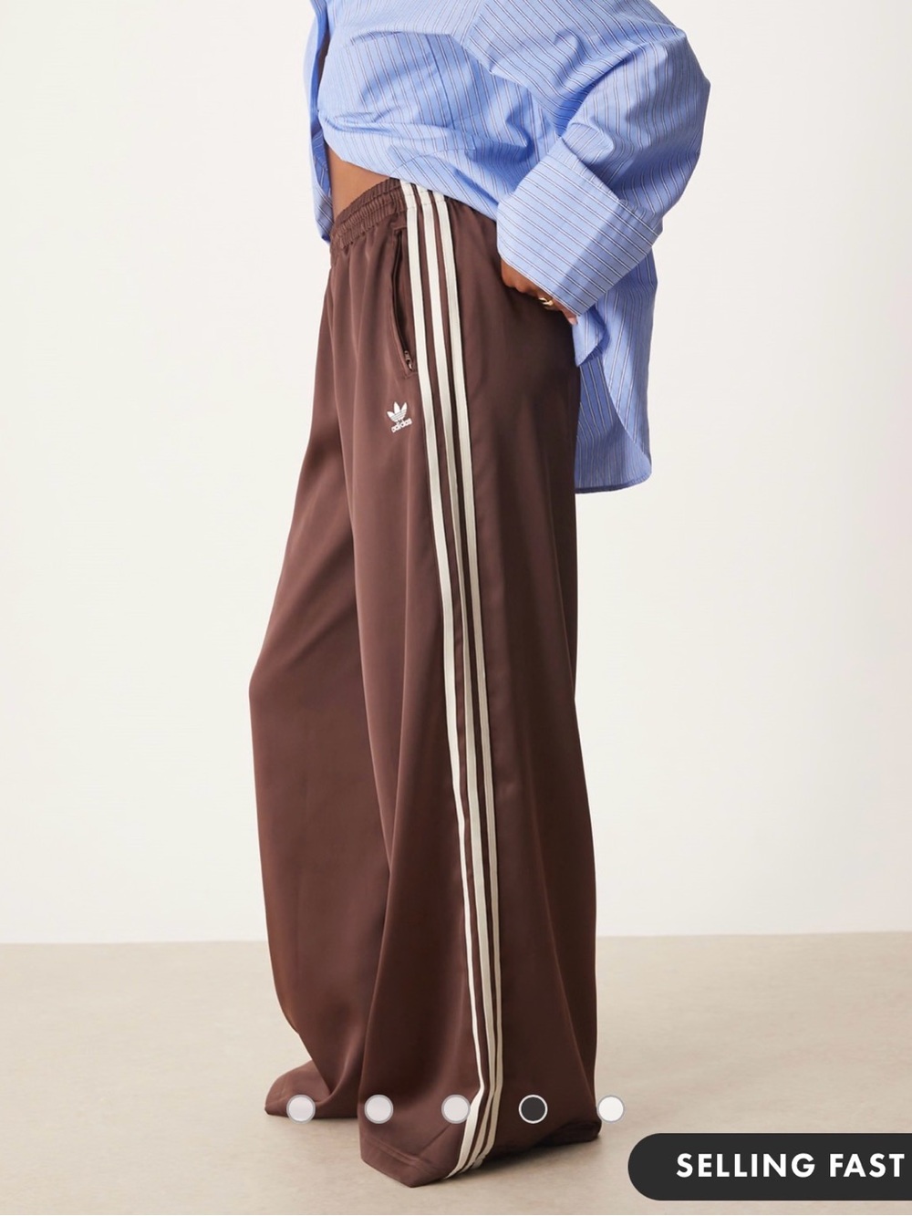 adidas Originals wide leg satin joggers - Picture 4 of 8